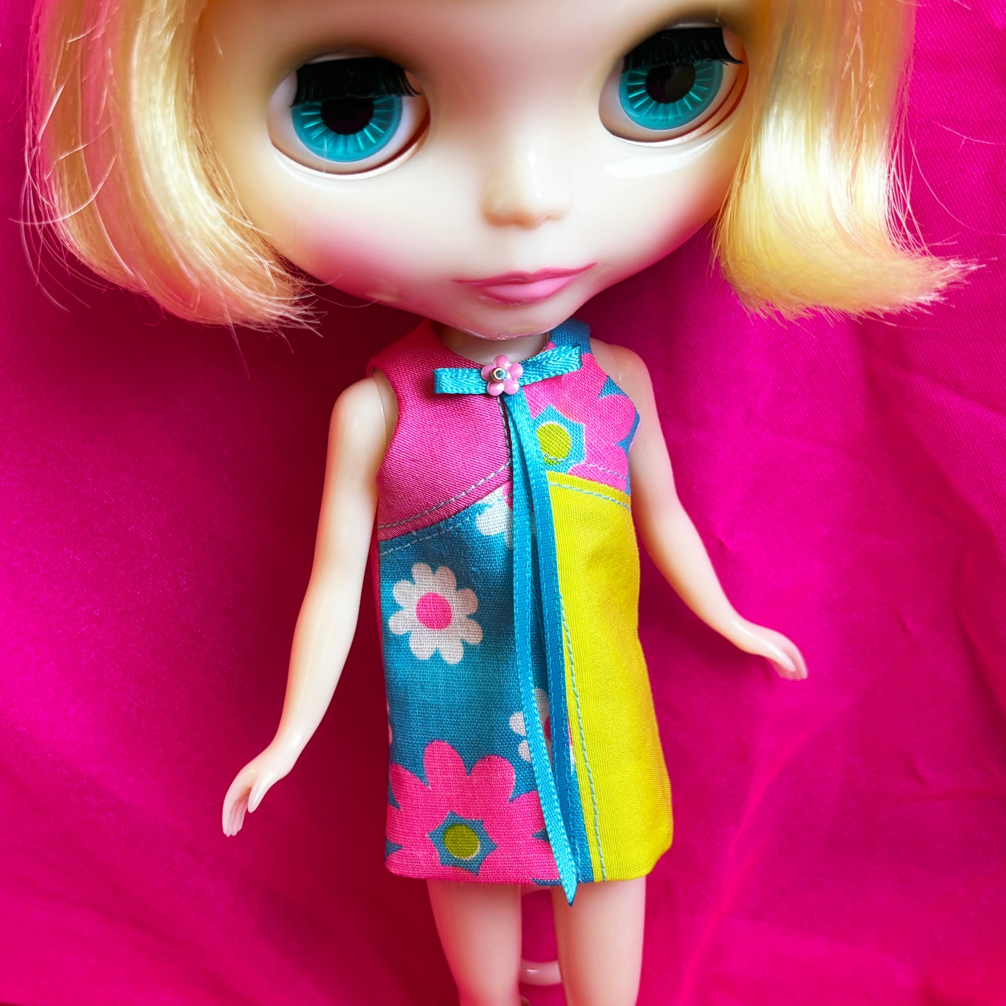 Far Out Floral Color Block Mod Shift Mini Dress