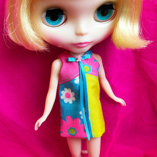 Far Out Floral Color Block Mod Shift Mini Dress