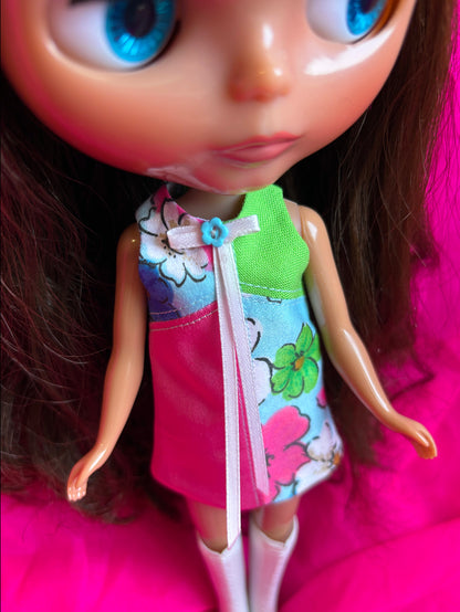 Tropical Vacay Color Block Mod Shift Mini Dress