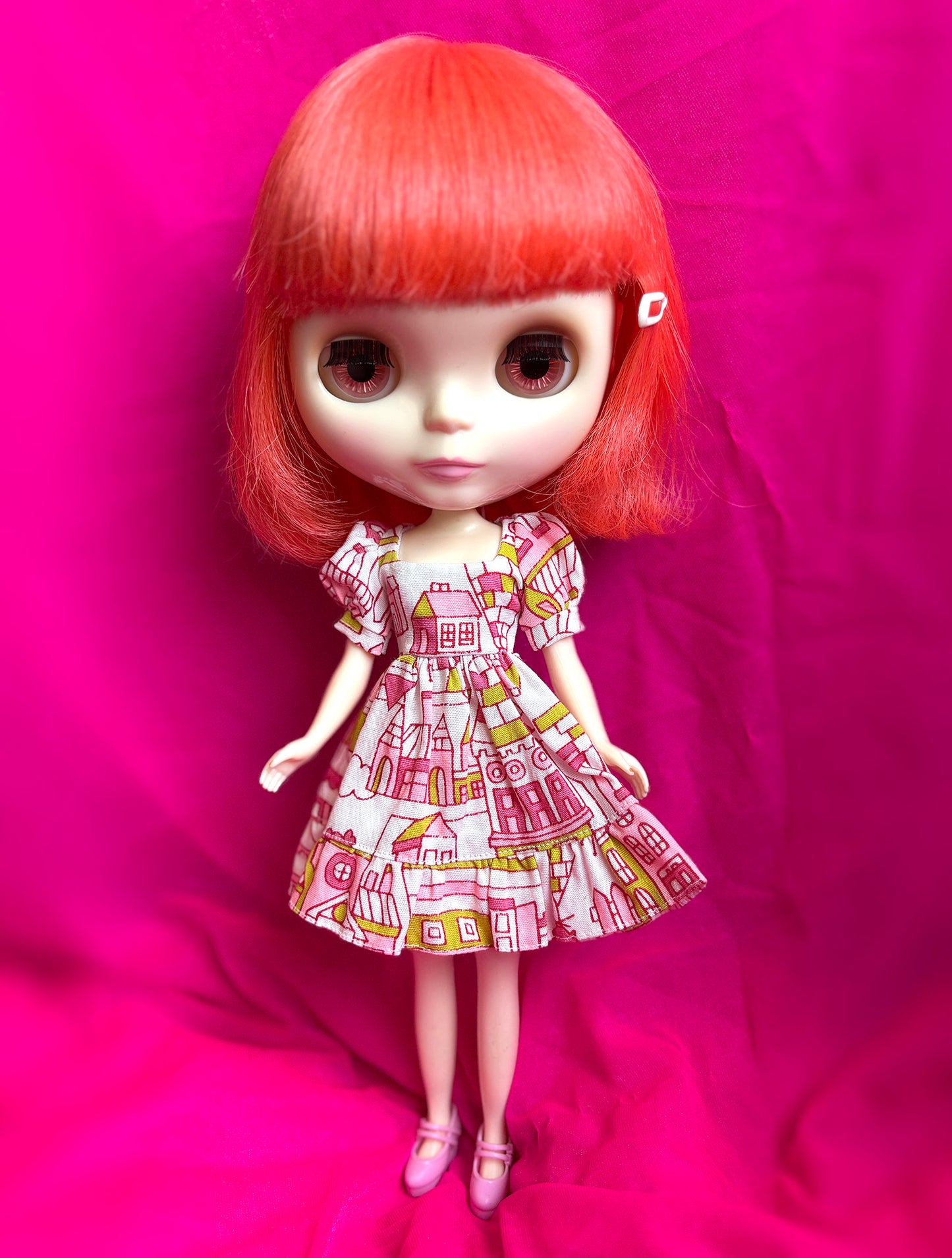 The House Dress Puff Sleeve Ruffle Hem Dress