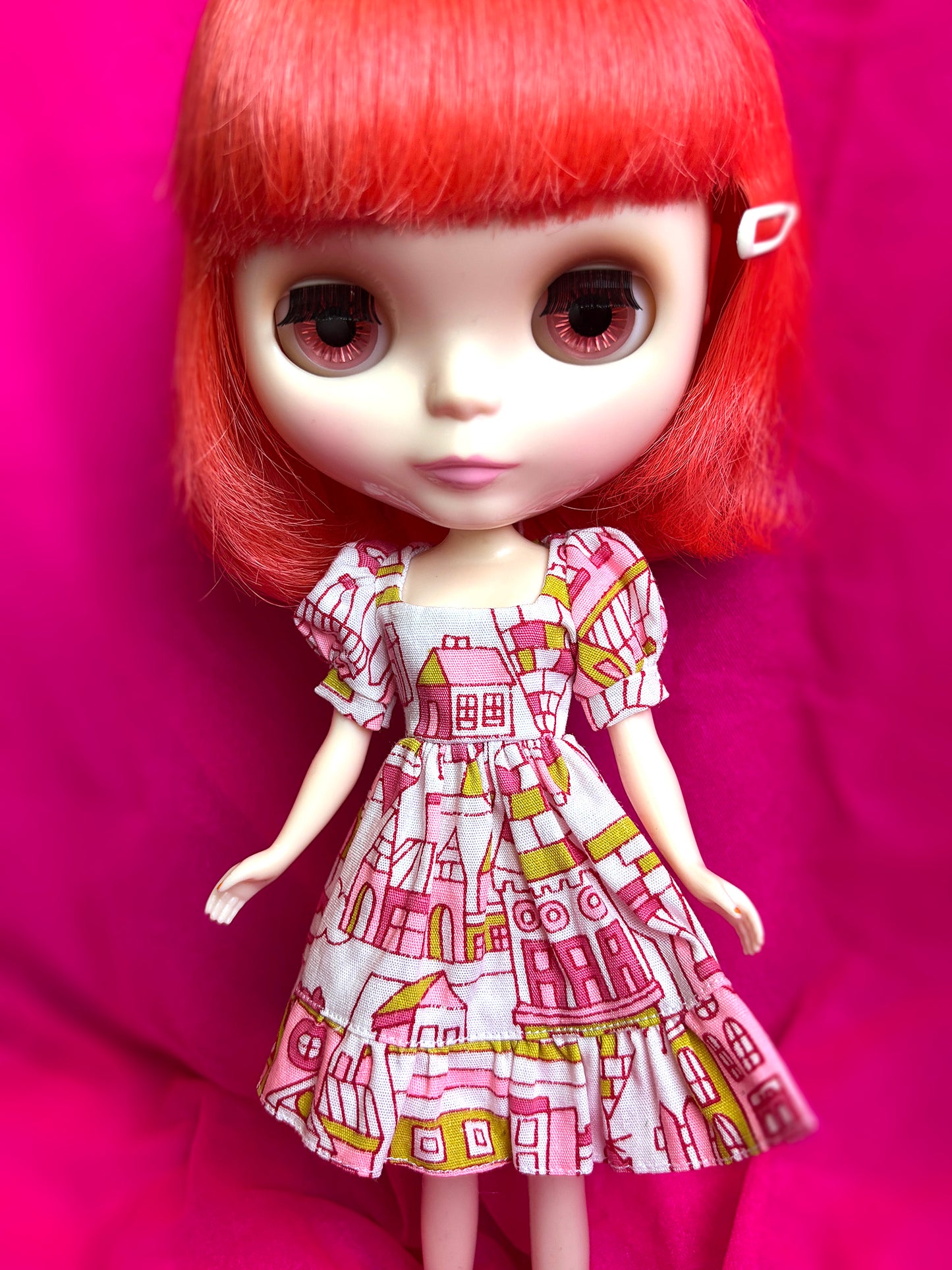 The House Dress Puff Sleeve Ruffle Hem Dress