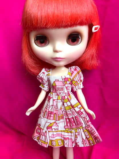 The House Dress Puff Sleeve Ruffle Hem Dress