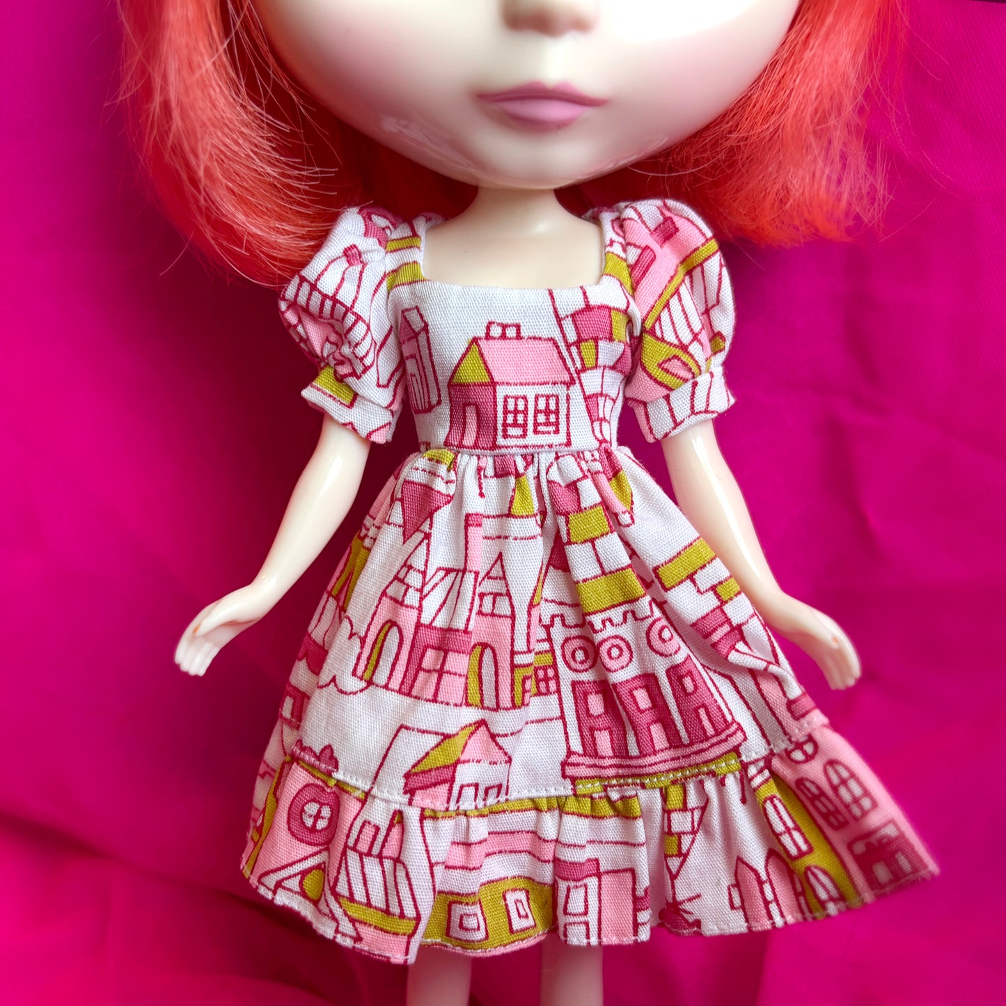 The House Dress Puff Sleeve Ruffle Hem Dress