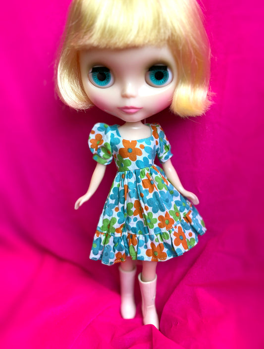 Daisy Chain Puff Sleeve Ruffle Hem Dress