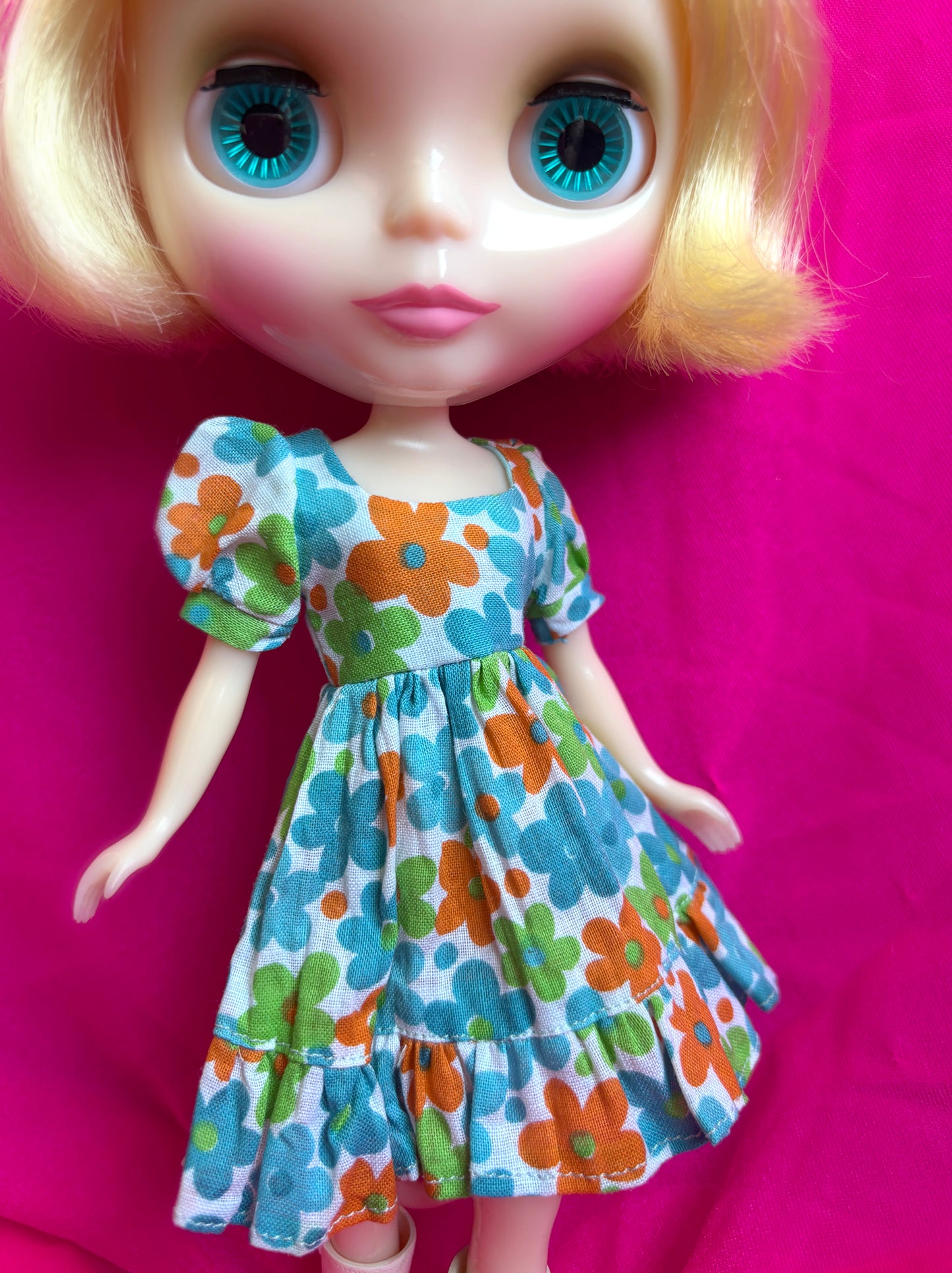 Daisy Chain Puff Sleeve Ruffle Hem Dress