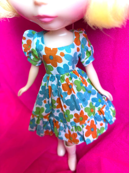 Daisy Chain Puff Sleeve Ruffle Hem Dress