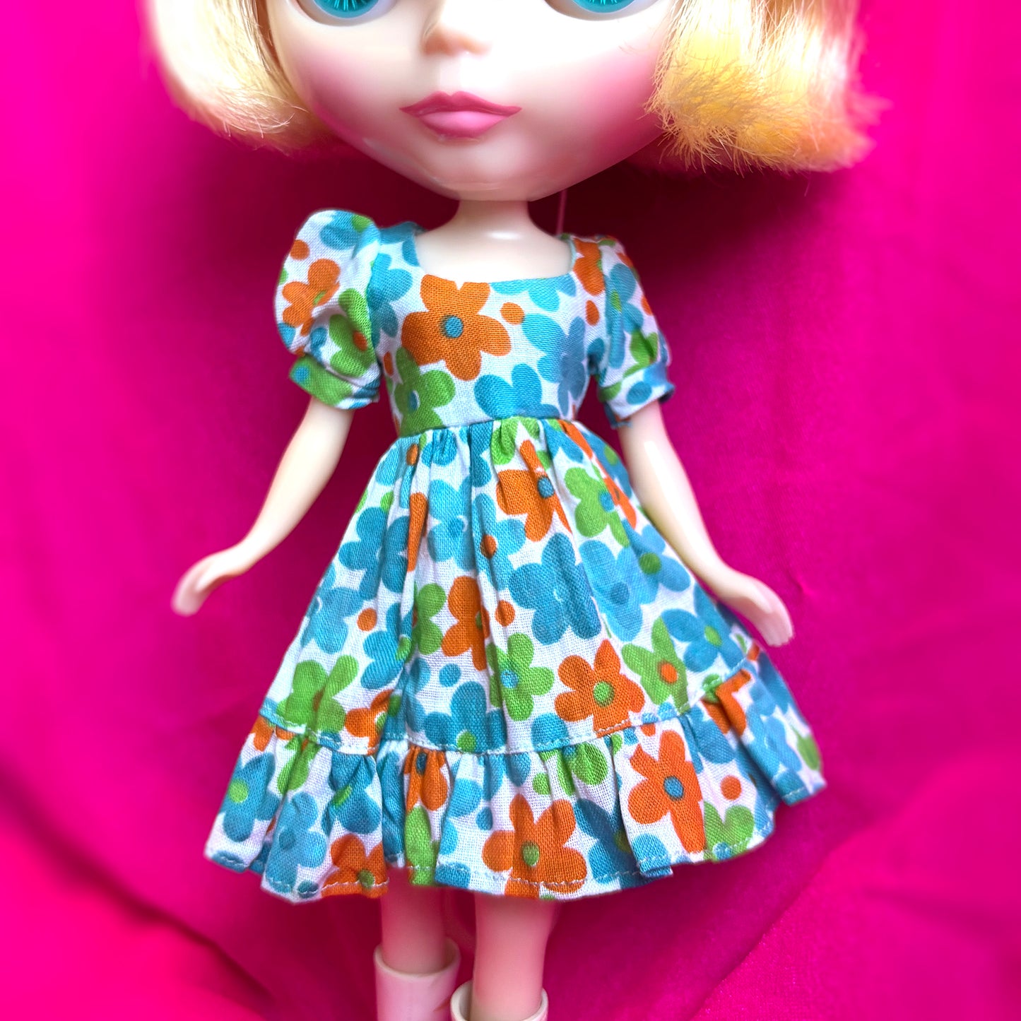 Daisy Chain Puff Sleeve Ruffle Hem Dress