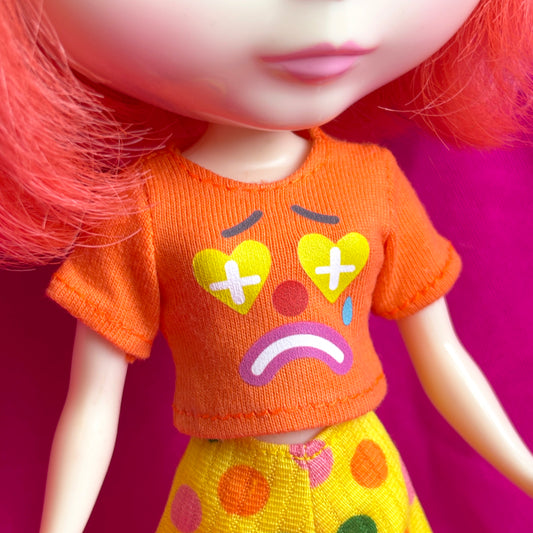 Tears of a Clown Orange Crop Tee for Blythe