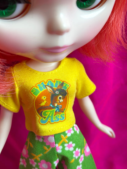 Smart Ass Yellow Crop Tee for Blythe