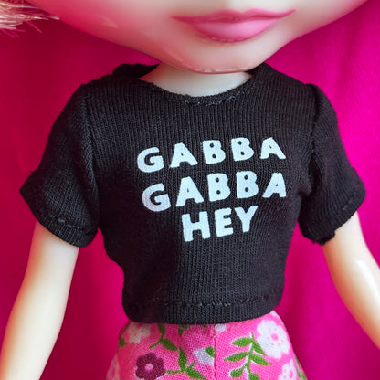 Gabba Gabba Hey Black Crop Tee for Blythe