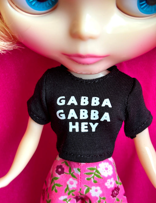 Gabba Gabba Hey Black Crop Tee for Blythe