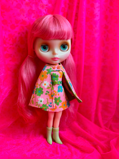 Pinky Promise Mod Vintage Dress & Cape Set
