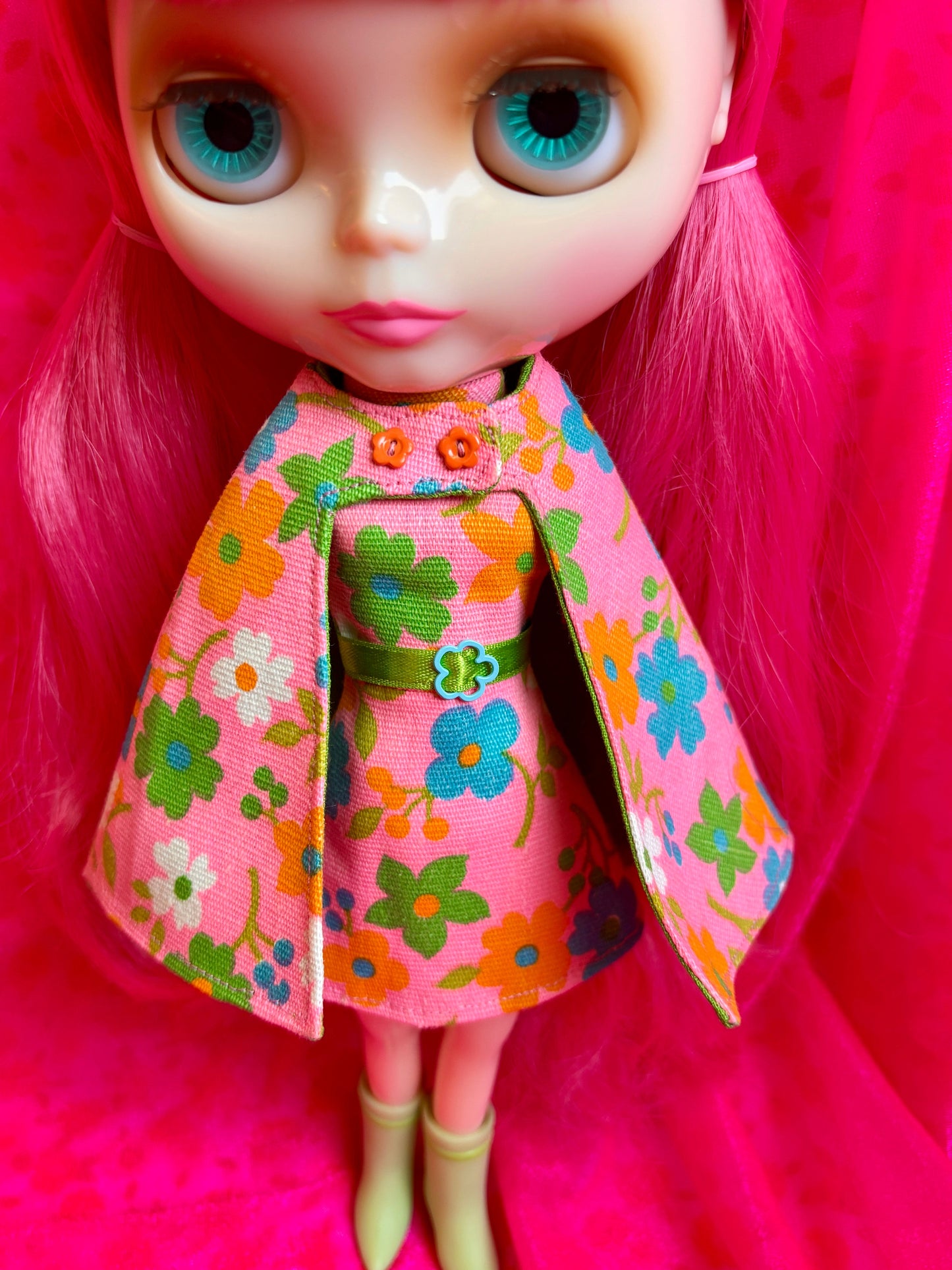 Pinky Promise Mod Vintage Dress & Cape Set