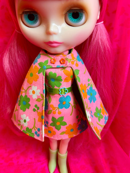 Pinky Promise Mod Vintage Dress & Cape Set