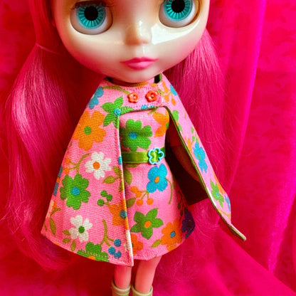Pinky Promise Mod Vintage Dress & Cape Set