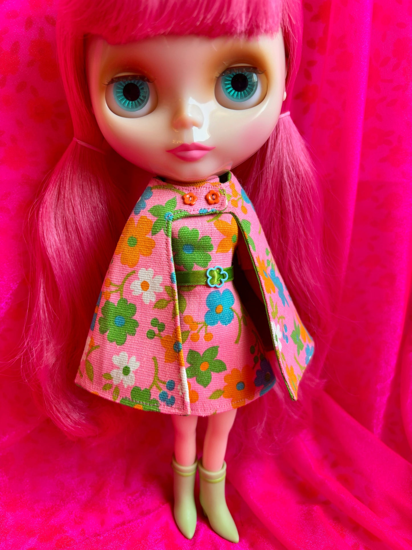 Pinky Promise Mod Vintage Dress & Cape Set