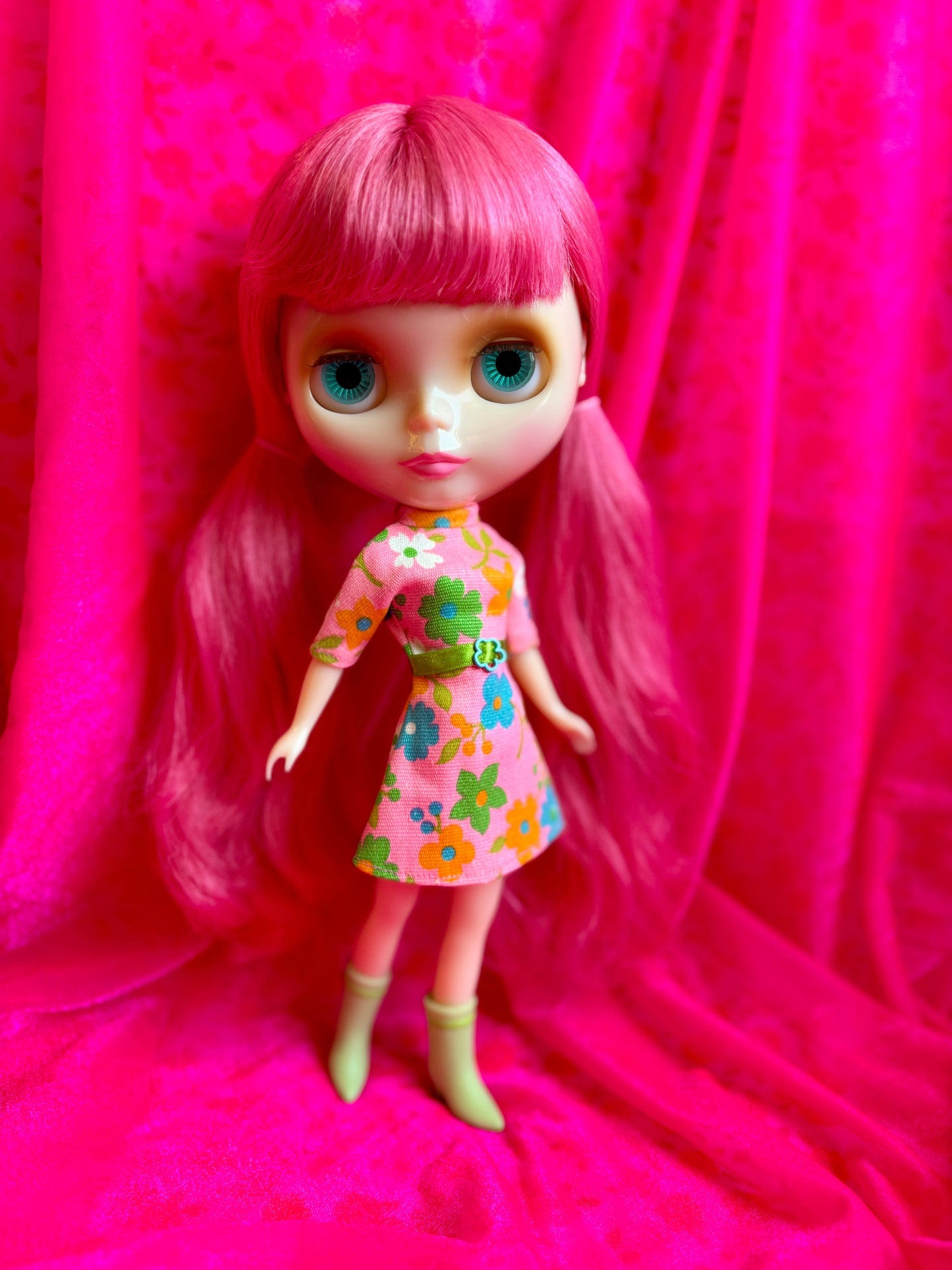 Pinky Promise Mod Vintage Dress & Cape Set