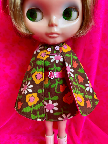 Wonder & Whimsy Brown Mod Vintage Dress & Cape Set