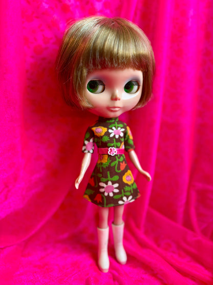 Wonder & Whimsy Brown Mod Vintage Dress & Cape Set