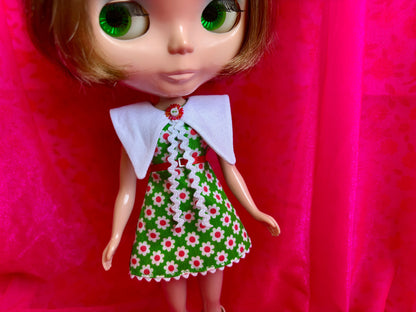 Green Daisy Big Ass Collar Mini Dress