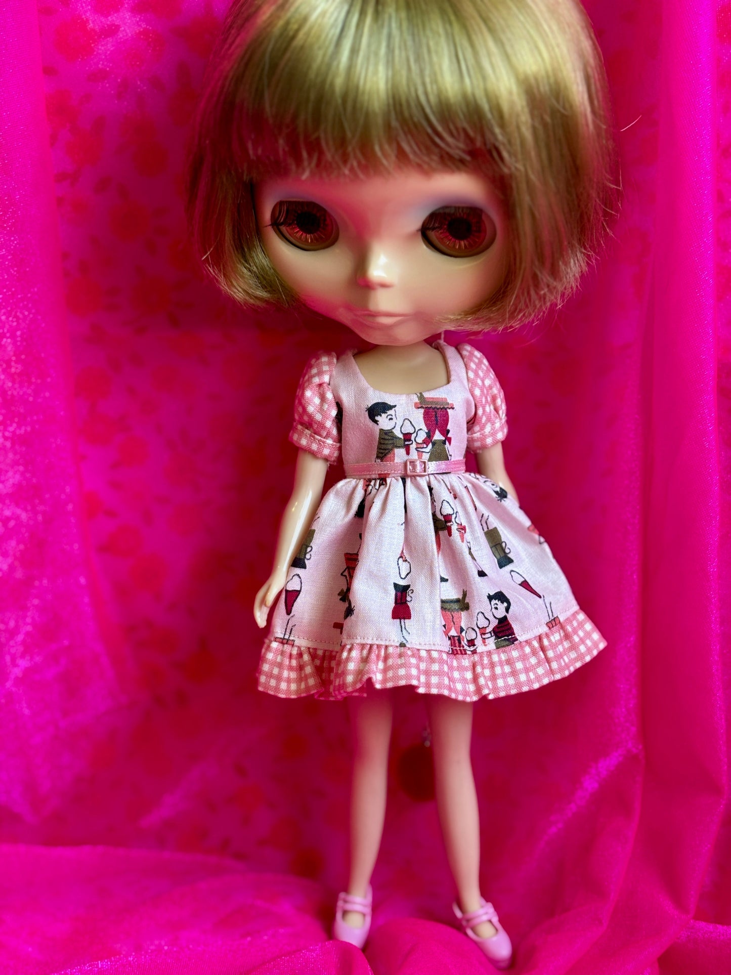 Ice Cream Kids Puff Sleeve Ruffle Hem Dress