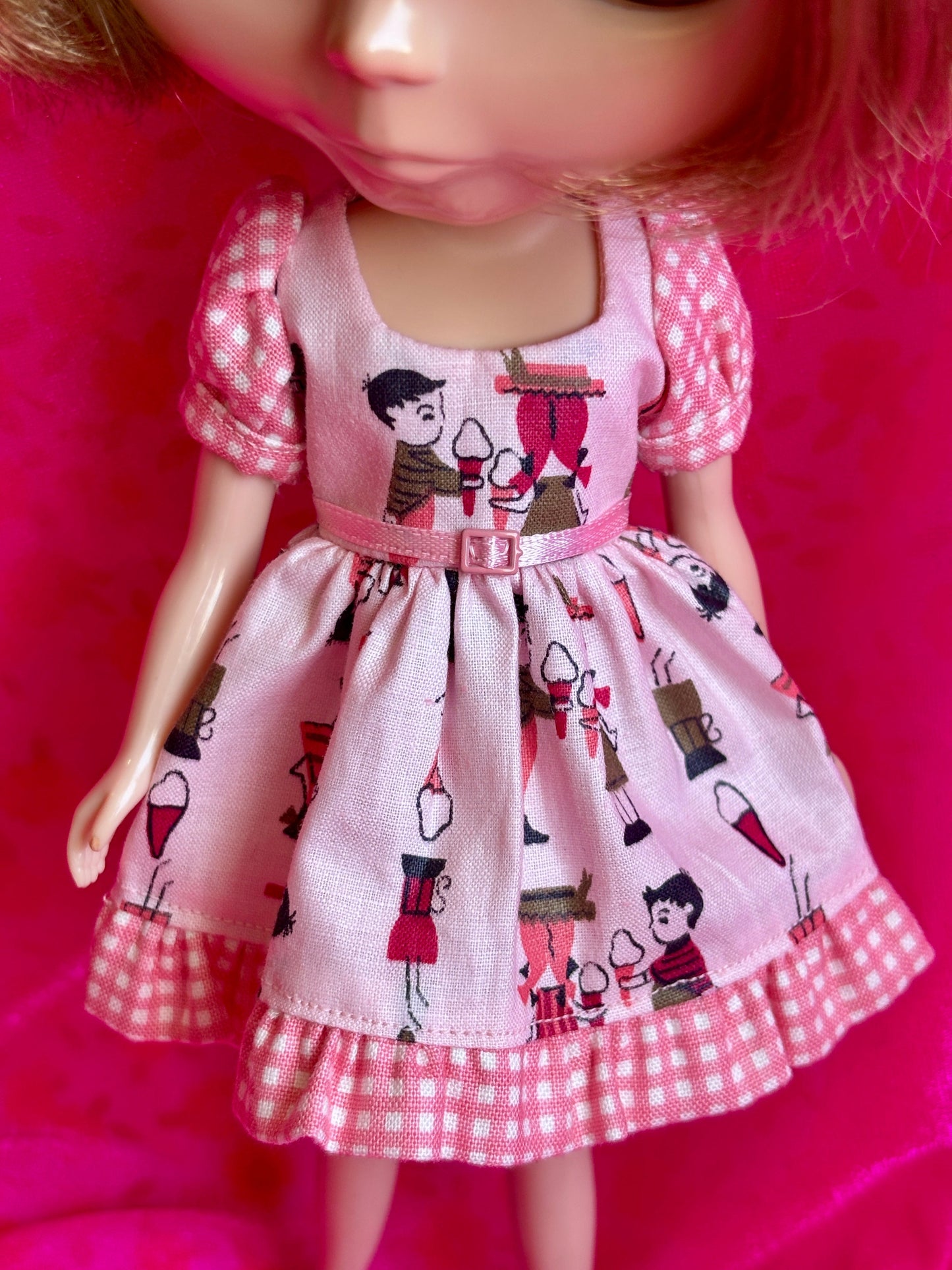 Ice Cream Kids Puff Sleeve Ruffle Hem Dress