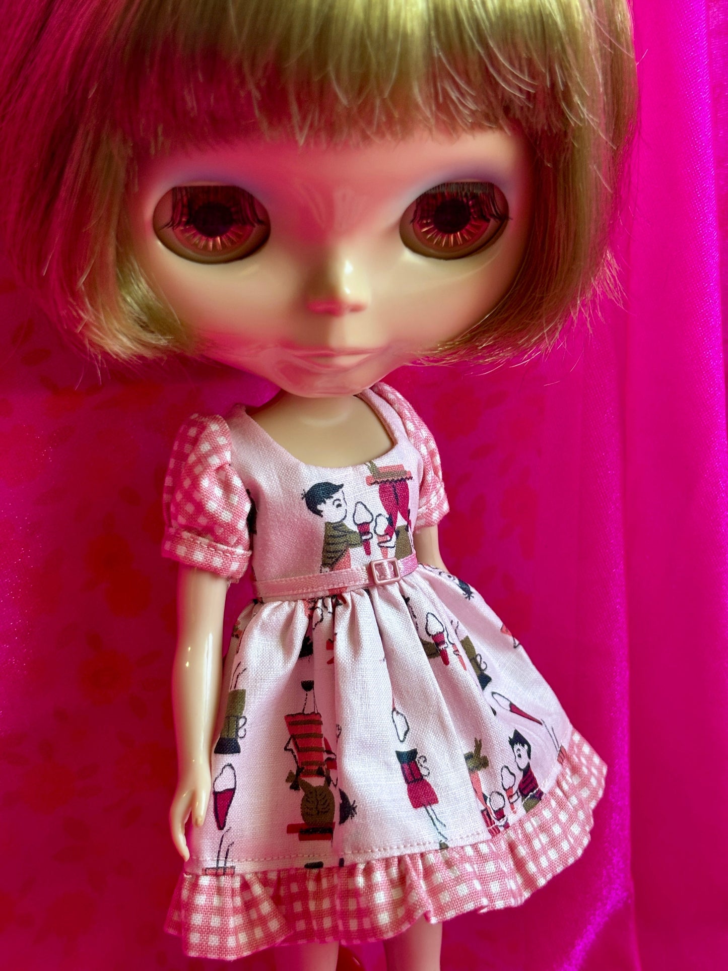 Ice Cream Kids Puff Sleeve Ruffle Hem Dress