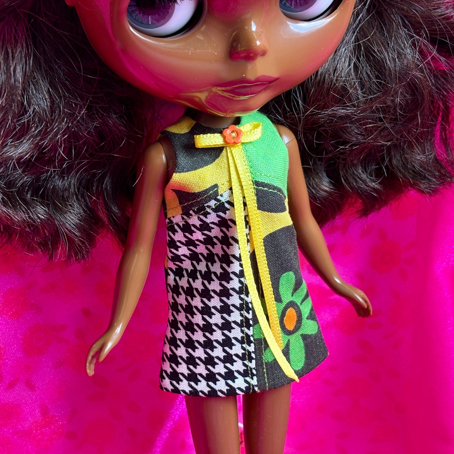 Bold Daisy Color Block Mod Shift Mini Dress
