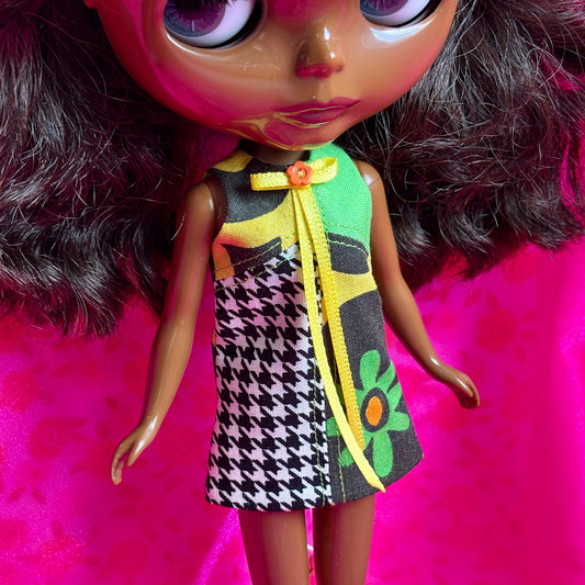 Bold Daisy Color Block Mod Shift Mini Dress
