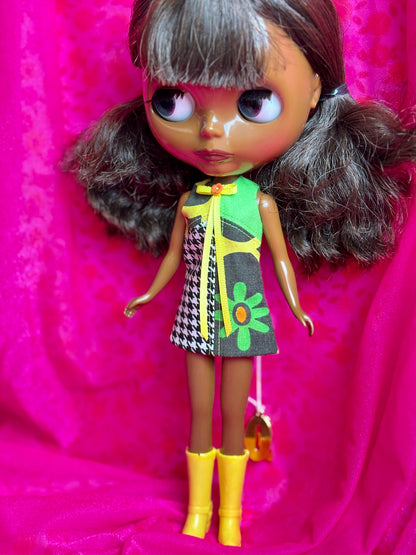 Bold Daisy Color Block Mod Shift Mini Dress