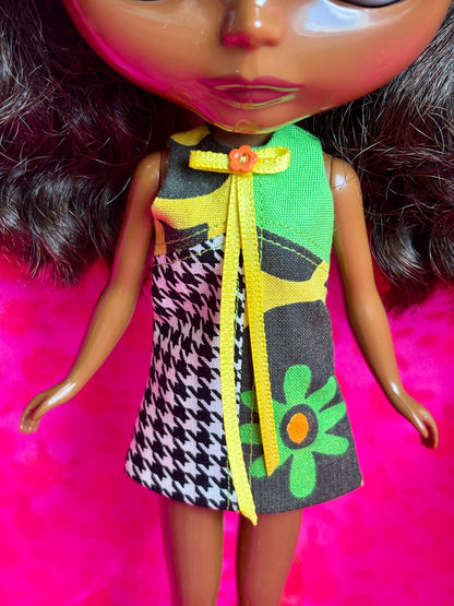 Bold Daisy Color Block Mod Shift Mini Dress