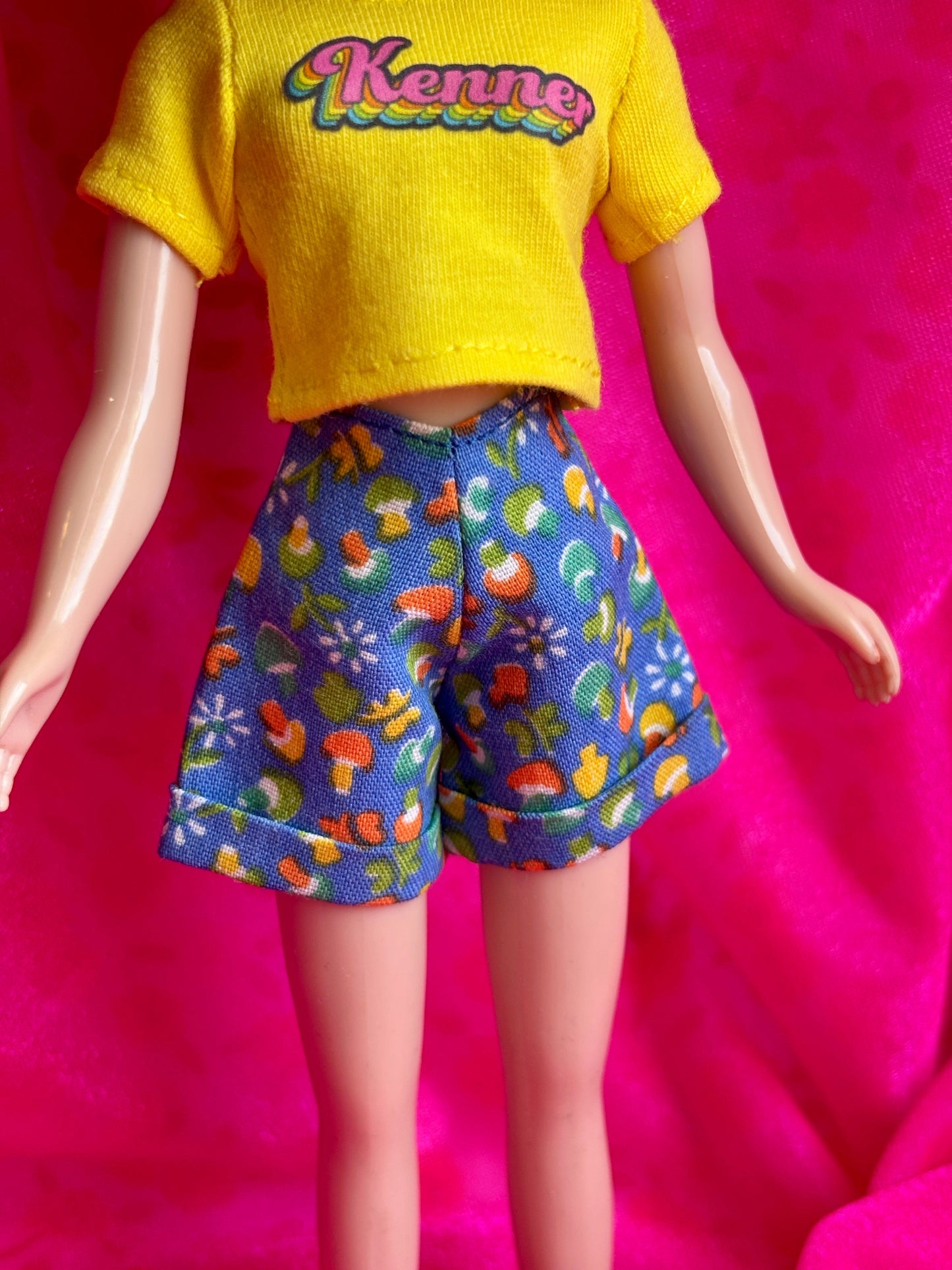 Little Mushrooms Blue Cuffed Cutie Shorts