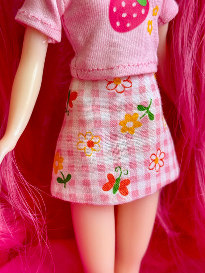 Gingham Garden Pink Mod Mini Skirt