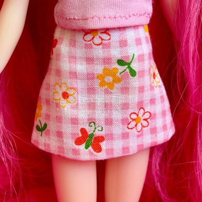 Gingham Garden Pink Mod Mini Skirt