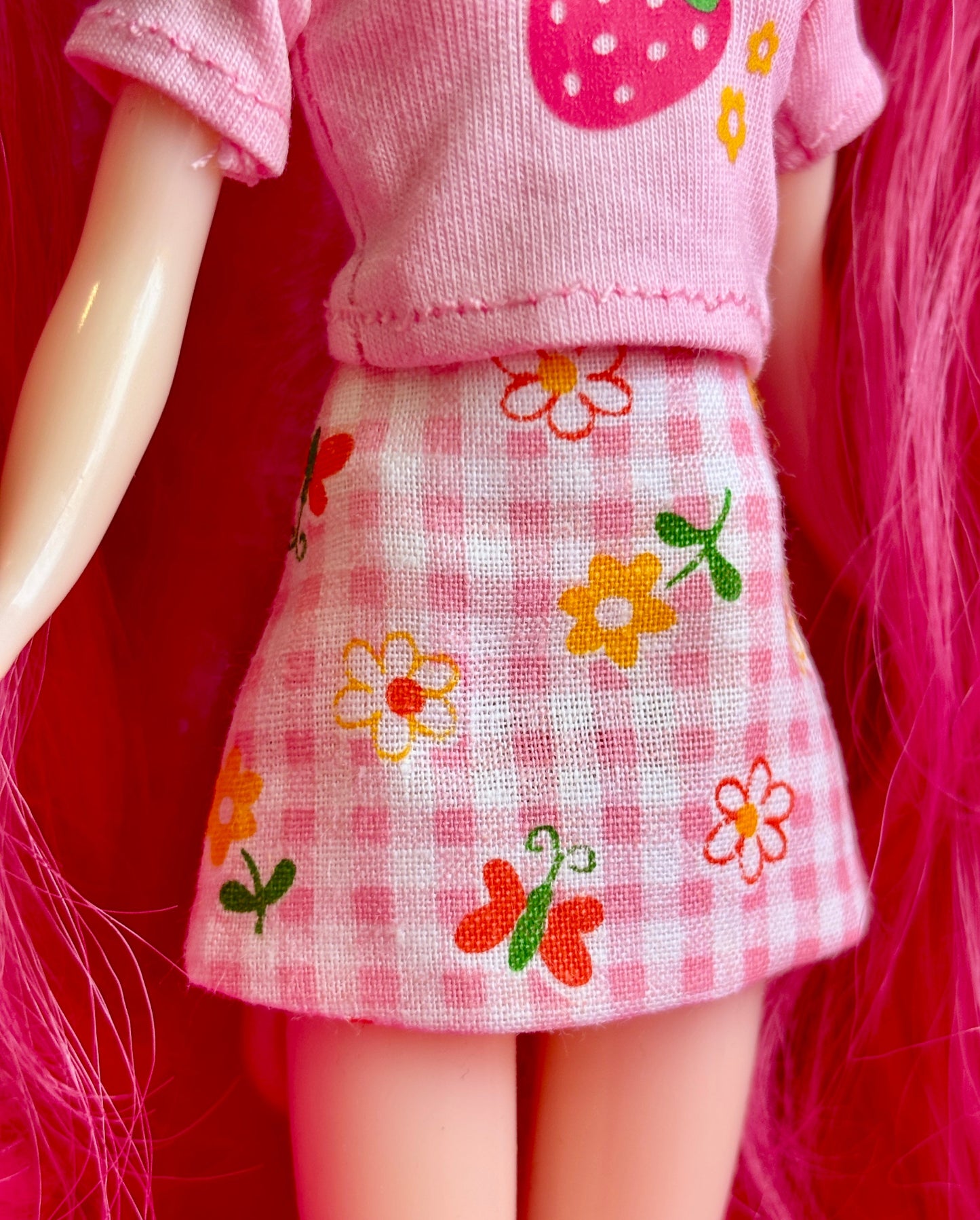 Gingham Garden Pink Mod Mini Skirt