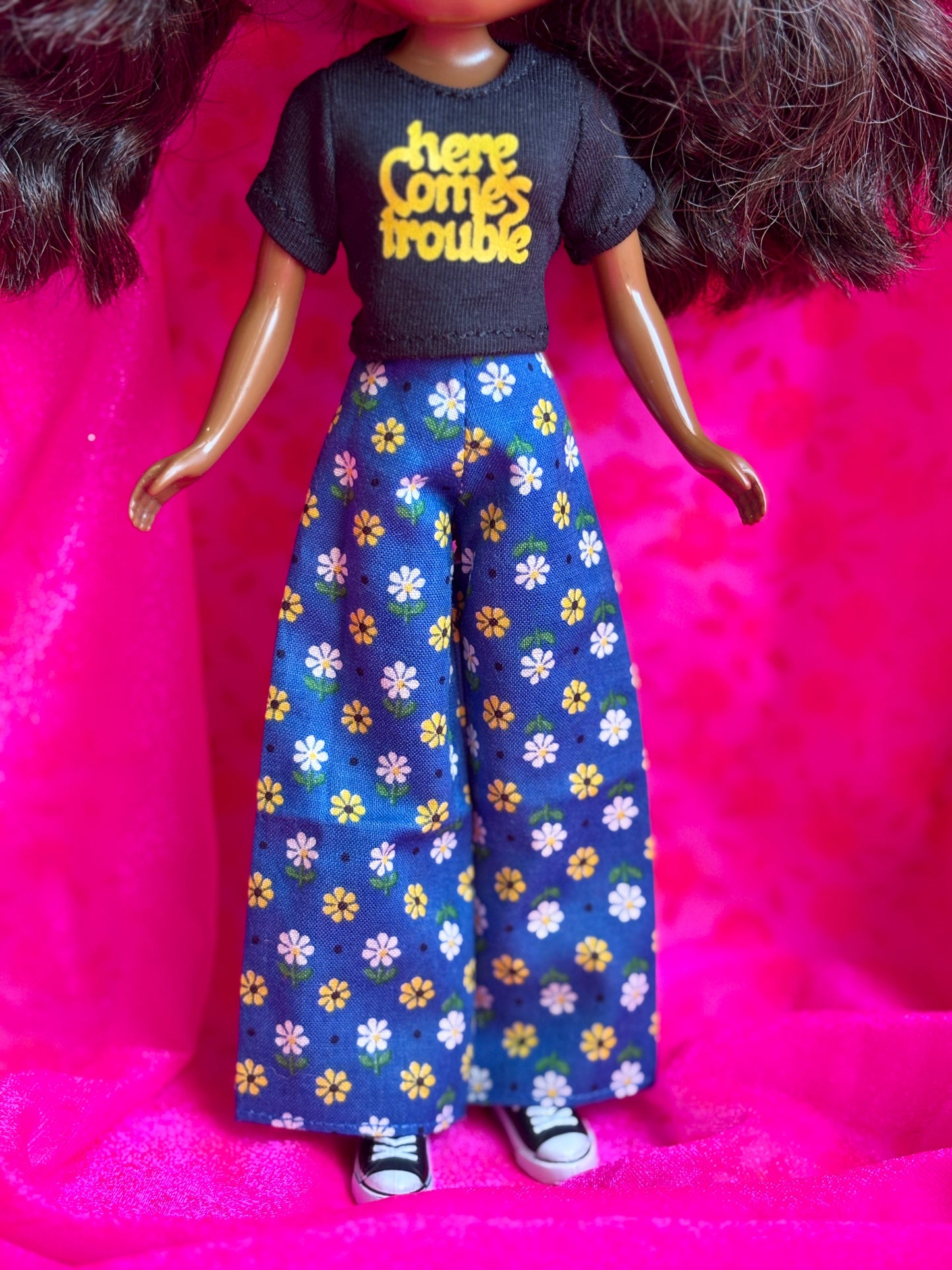 Little Daisies Blue Wide Leg Pants