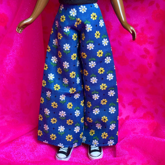 Little Daisies Blue Wide Leg Pants
