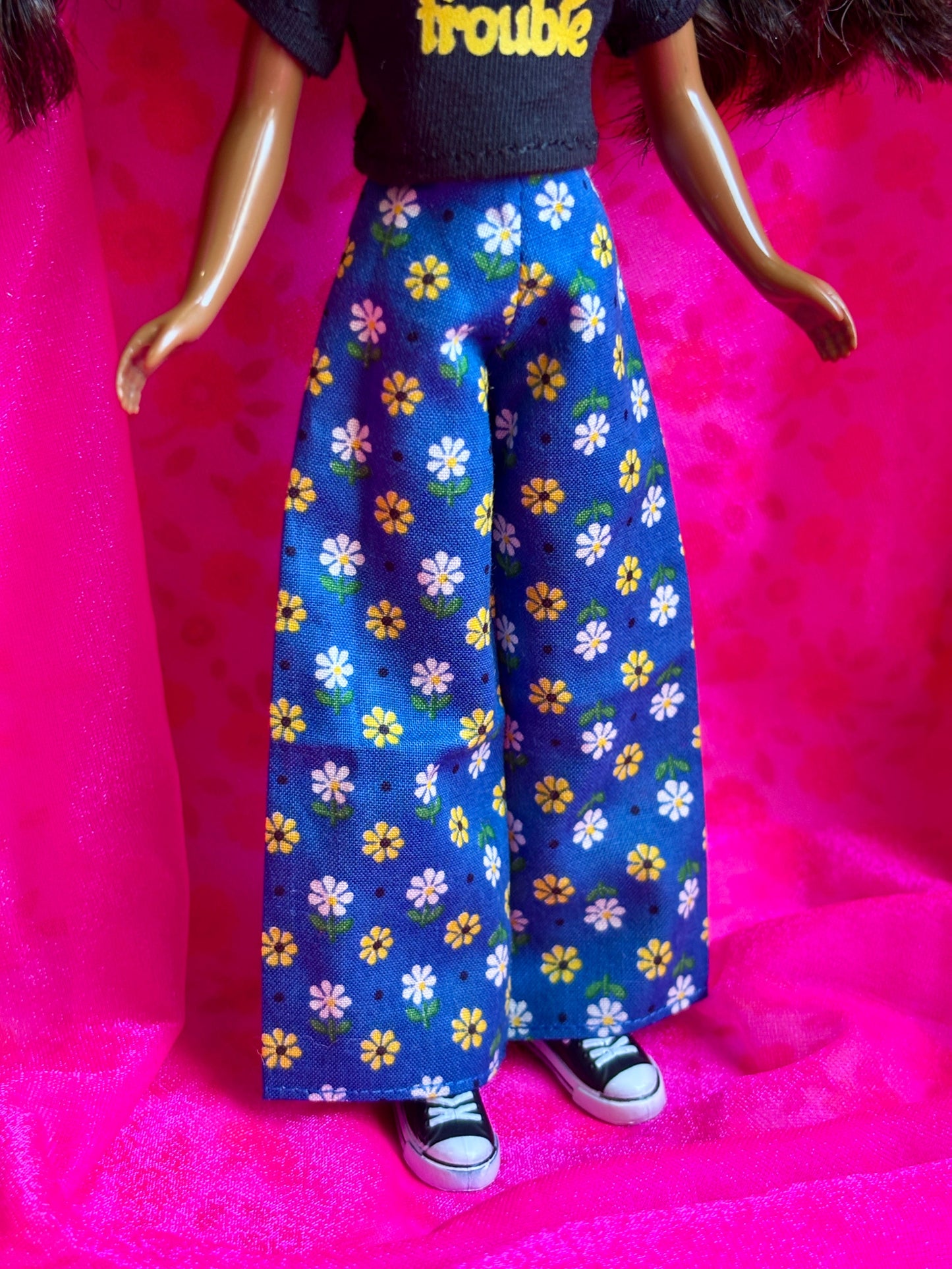 Little Daisies Blue Wide Leg Pants