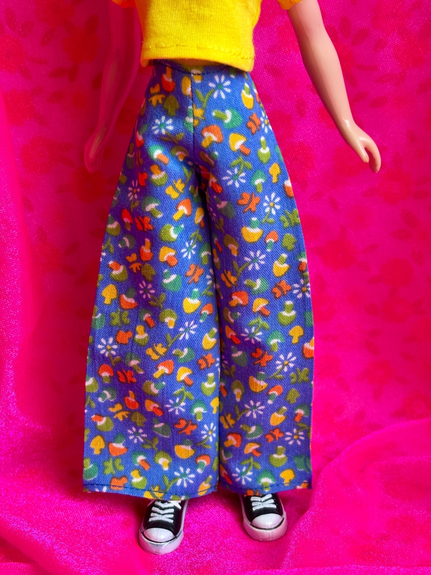 Little Mushrooms Blue Wide Leg Pants