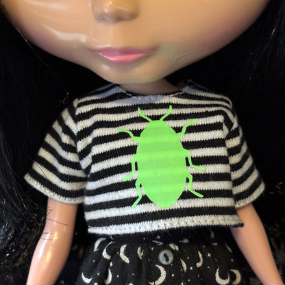 Glow Beetle Striped Crop Tee for Blythe