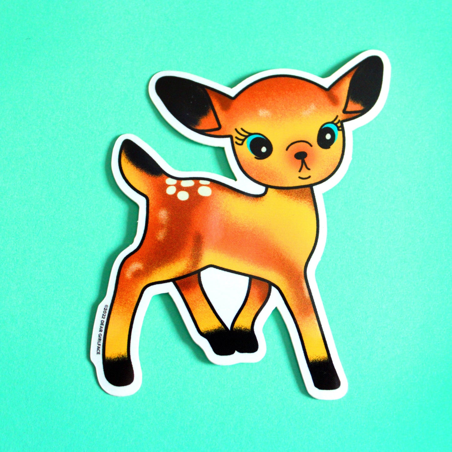 Little Brown Kitsch Deer Vinyl Sticker