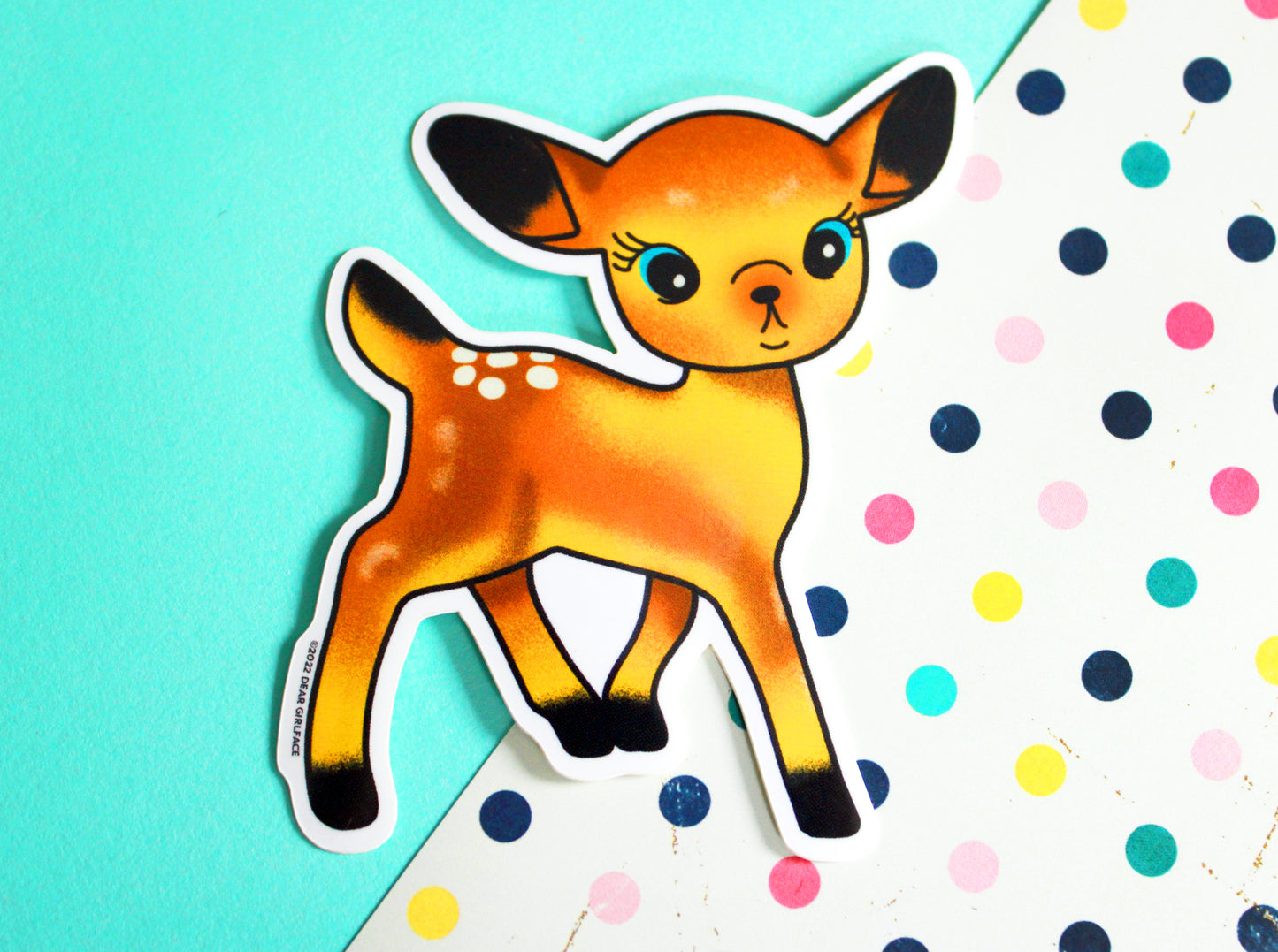 Little Brown Kitsch Deer Vinyl Sticker