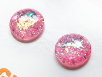 Bubblegum Unicorn / Pink Glitter Resin Blythe Eye Chips