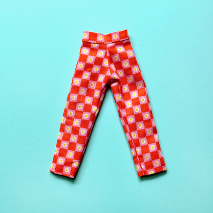 Flower Check Beatnik Baby Pants Orange/Pink