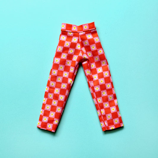 Flower Check Beatnik Baby Pants Orange/Pink