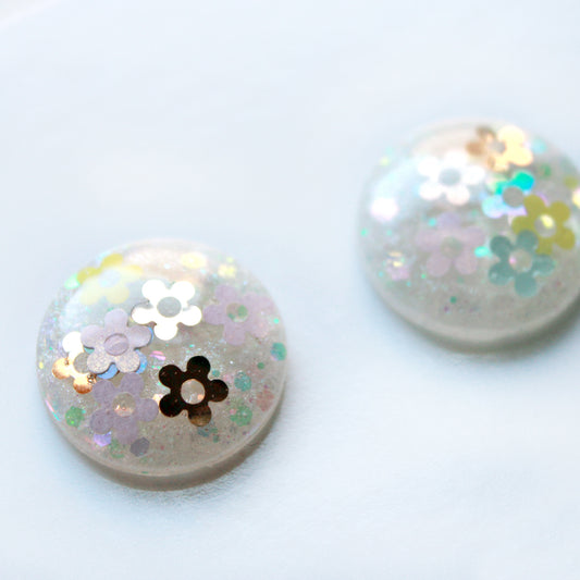 Daisies A Plenty Mint & Yellow / Glitter Resin Blythe Eye Chips