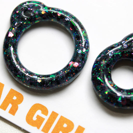 Galaxy Far Far Away / Resin Glitter Pull Ring Set