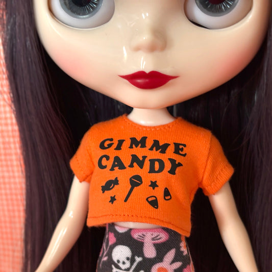 Gimme Candy Orange Crop Tee for Blythe