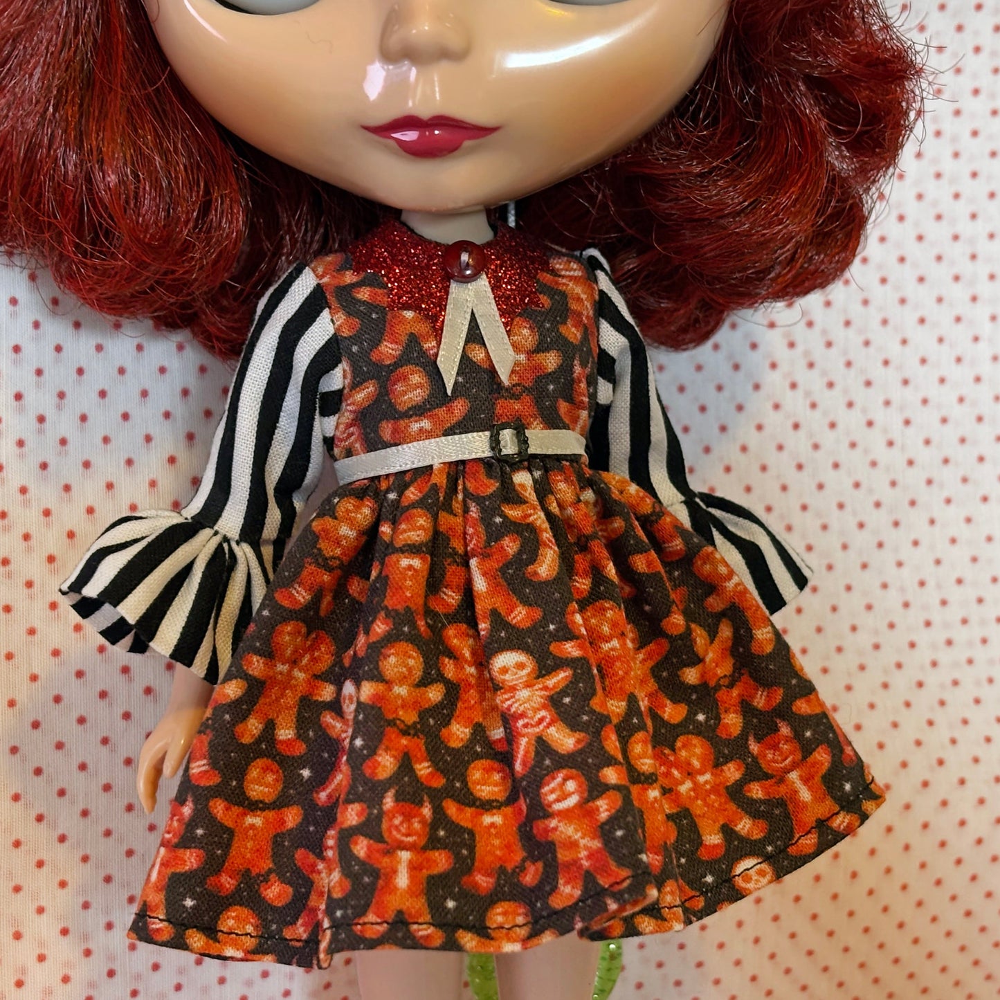 Gingerbread Weirdos Xmas Glitter Bat Collar Dress for Blythe