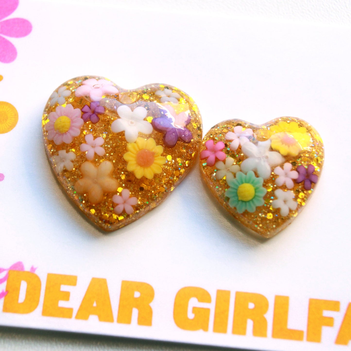 The Magic Garden Gold & Multi / Resin Glitter Pull Ring Charm Set